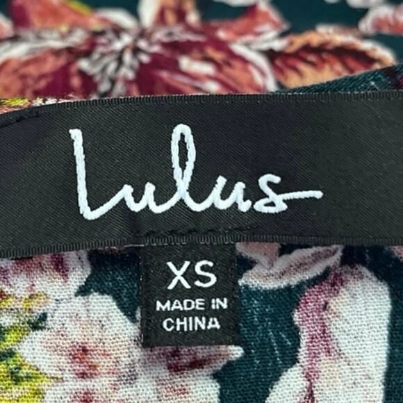 Lulus Green Multicolor Floral Deep V Neck Short Sleeve A Line Mini Dress Size XS - Picture 4 of 5